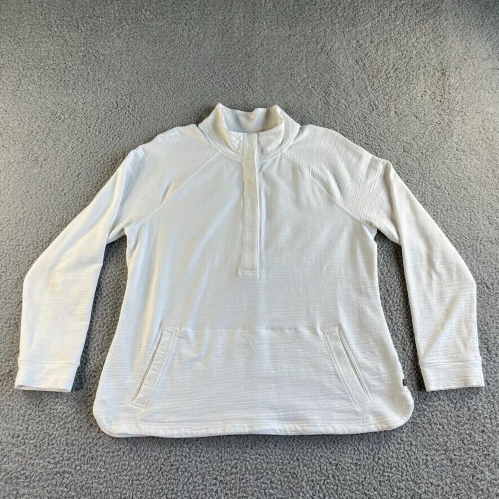 T by Talbots Sweatshirt Womens XL 42" White Pullover Sweater UPF 50+ Modal Terry
